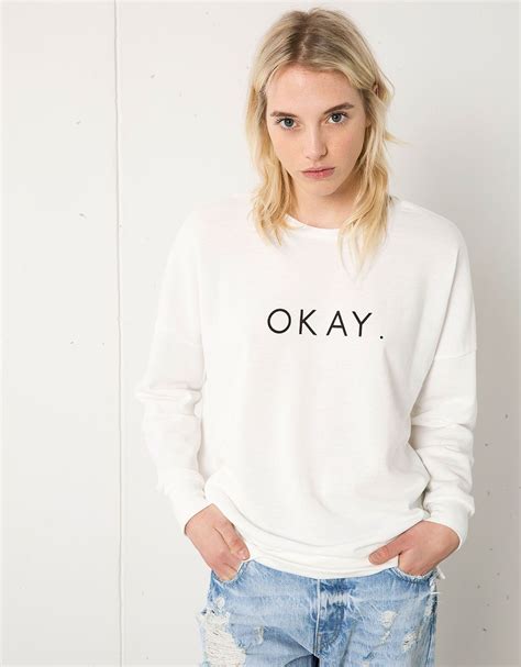 oversize sweatshirt bershka met tekst sweatshirts overhemd en mode