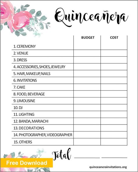 printable quinceanera planner  printable templates