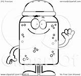 Salt Shaker Cartoon Coloring Waving Mascot Clipart Outlined Vector Cory Thoman Royalty sketch template
