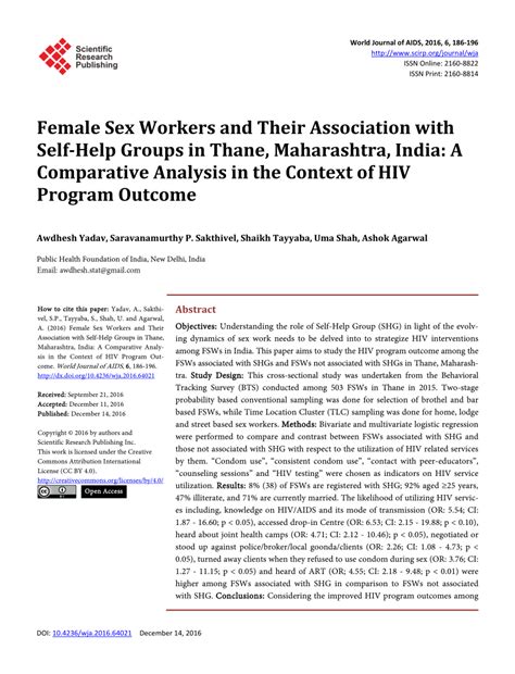 Pdf Female Sex Workers And Their Association With Self