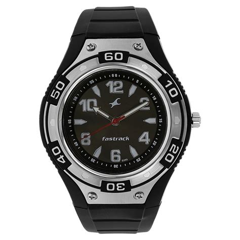 buy online fastrack watch with black plastic strap for guys 9333pp02