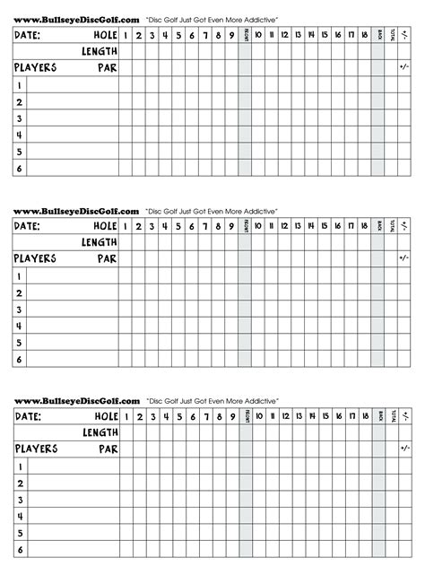 golf scorecard templates  allbusinesstemplatescom