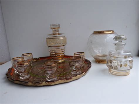 tray  liqueur set  vase crystal glass catawiki
