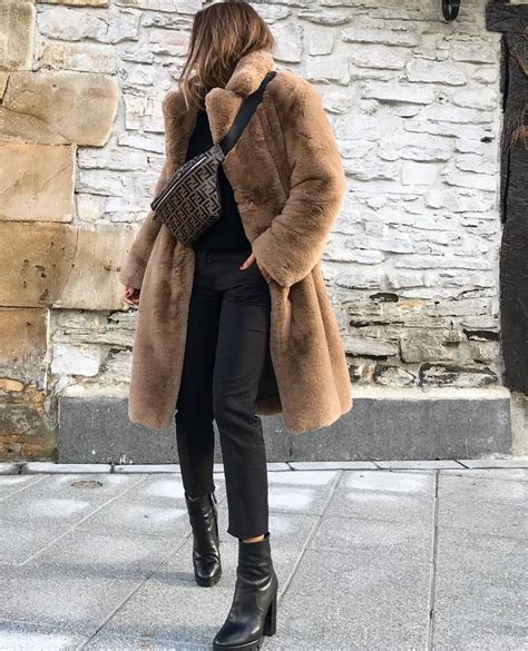 trendy  cozy brown teddy coat   black casual outfit fashion coat winter outfits