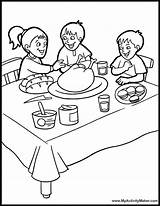Sentadas Familia Lunch Crianças Getdrawings Coloringhome sketch template