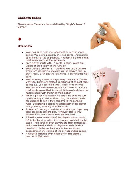 printable canasta rules   players