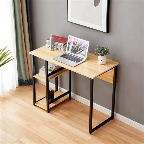 computer desk  small spaces writing desk  storage shelves  home office bedroom