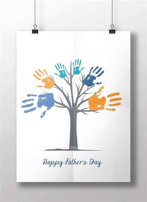 diy printable handprint fingerprint tree happy fathers day father