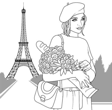 cool girl  paris coloring page  printable coloring pages  kids