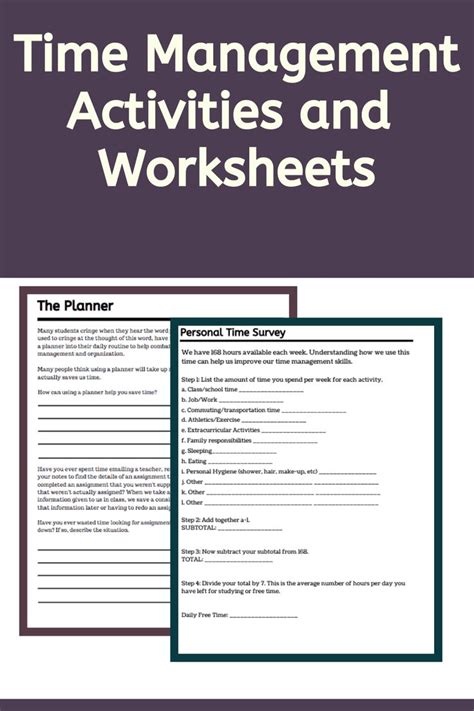 time management activities worksheets time management activities