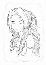 Aerith Lineart sketch template