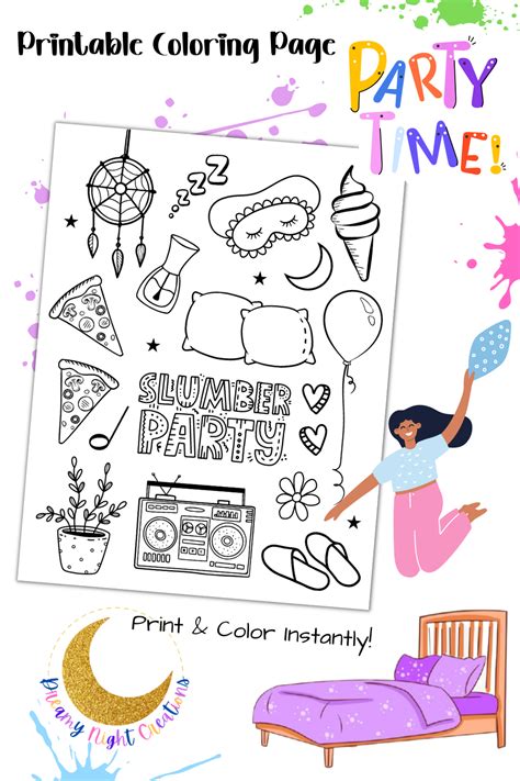 printable slumber party coloring page  print  add color