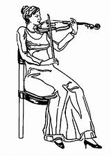 Violinist Coloring Drawing Getdrawings Large sketch template