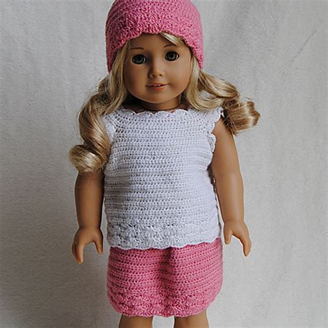 Ravelry American Girl Doll Clothes 35 Top Skirt And Hat Pattern By