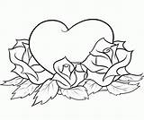 Coloring Pages Roses Hearts Heart Popular sketch template