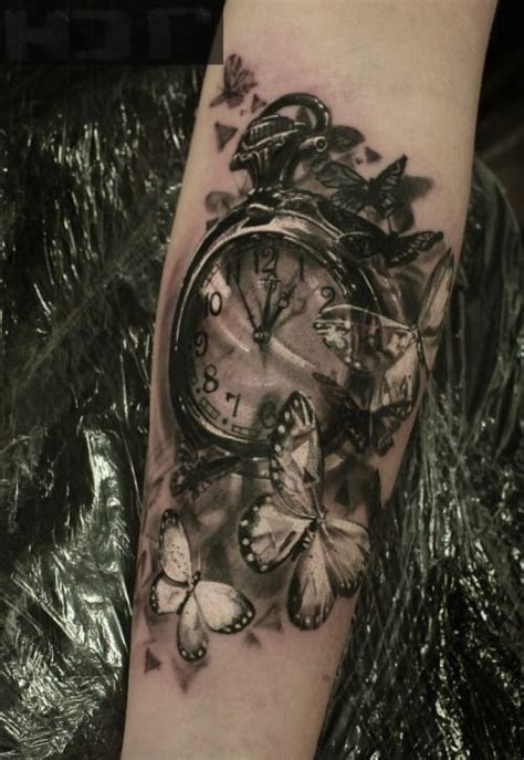 butterflies clock tattoo tattoos pinterest clocks