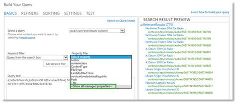 stage  configure  query   content search web part   catalog