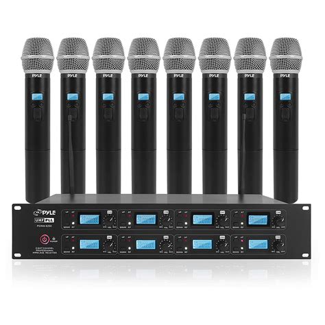 pyle  channel uhf wireless microphone system   handheld mics receiver base  ebay