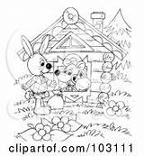 Illustration Rf Royalty Clipart Rabbit Wandering Outline Coloring House Spots Wanderer Covered Man Dennis Holmes Designs sketch template