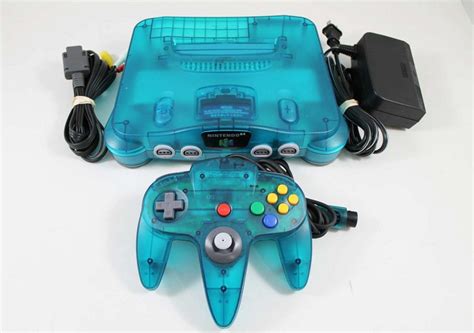 ice blue nintendo  system console  matching controller