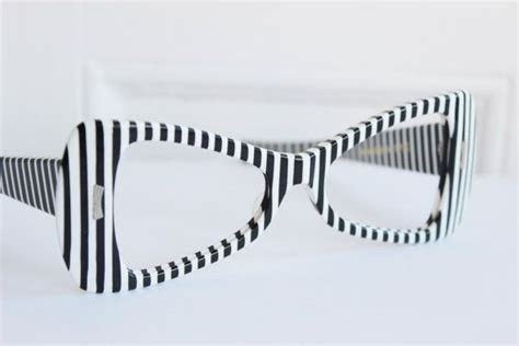 60s mod frames 1960 s striped eyeglass black and white vertical thick