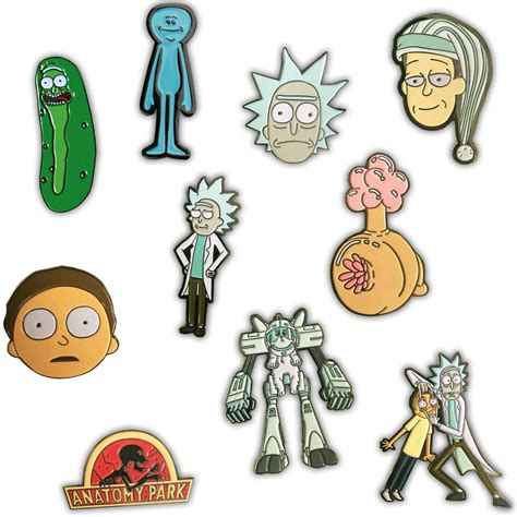 rick and morty get schwifty enamel pin bundle set of 10