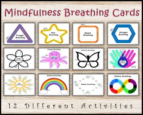 mindfulness breathing exercises activities cards  kids finger