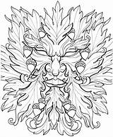 Coloring Pages Wiccan Printable Tattoo Man Green Designs Adults Adult Escher Floral Pagan Wicca Greenman Book Mc Drawings Books Color sketch template