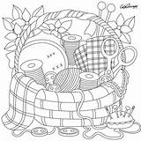 Coloring Pages Sewing Adult Adults Embroidery Book Patterns Printable Basket Sheets Colouring Books Drawing Color Cute Gift Crafts Vintage Super sketch template