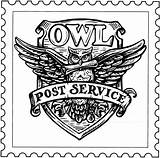 Harry Potter Owl Stamp Coloring Pages Hogwarts Drawings Post Service Seal Crest Printable sketch template