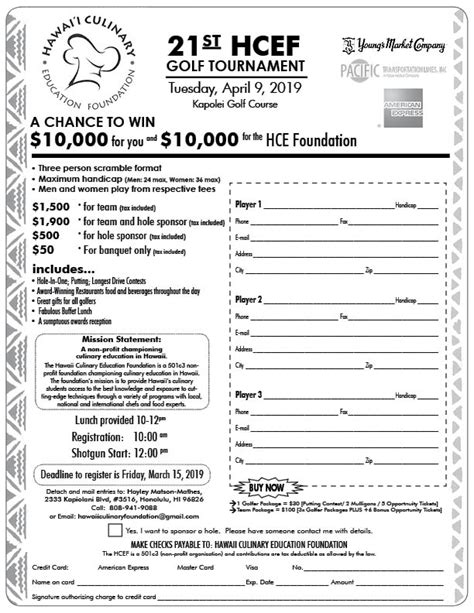 golf tournament registration form hawaii culinary foundation