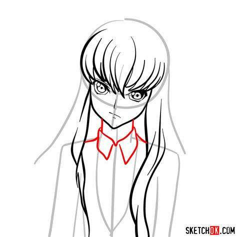 How To Draw The Face Of C C Code Geass Anime Sketchok Easy Drawing