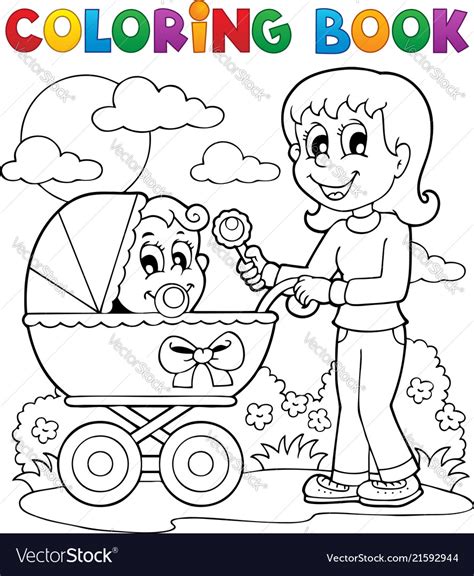 coloring book baby theme image  royalty  vector image