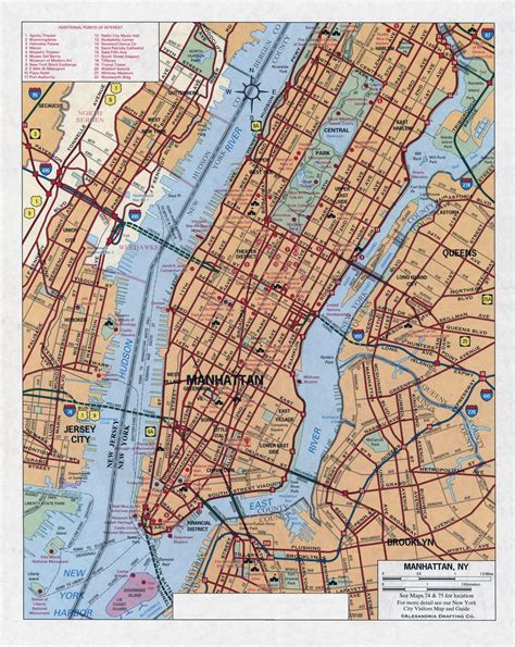 large detailed road map  manhattan  york city manhattan nyc