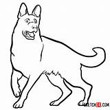 German Shepherd Draw Dog Drawing Easy Dogs Sketchok Animals sketch template
