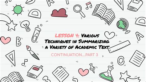 lesson   techniques  summarizing  variety  academic text
