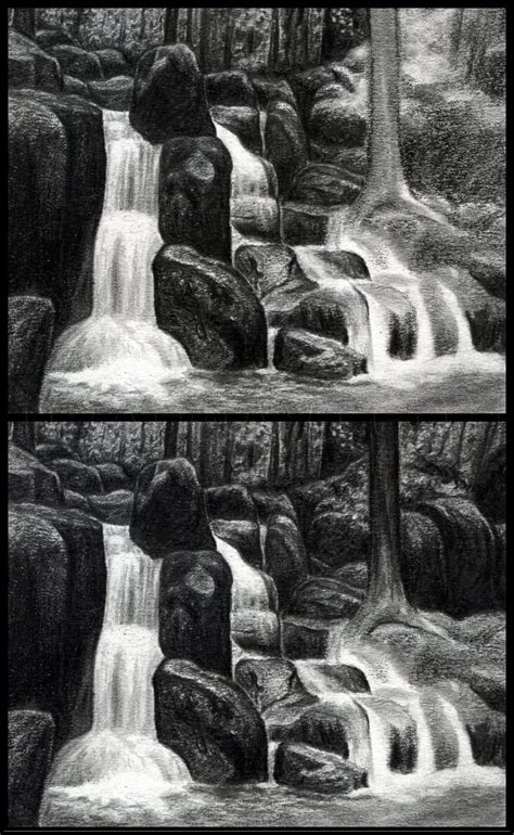 draw waterfalls realistic waterfall step  step drawing