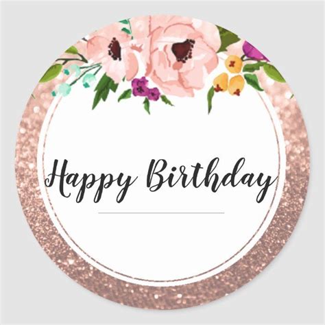 printable floral  printable happy birthday cake topper printable