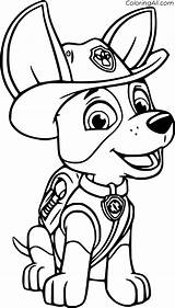 Paw Patrol Coloring Tracker Pages Printable Print Easy Cartoon Puppy Simple Size sketch template