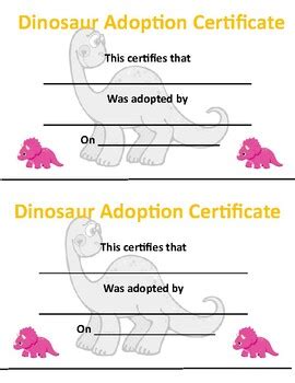 adopt  dinosaur certificate  kellie mcintosh tpt