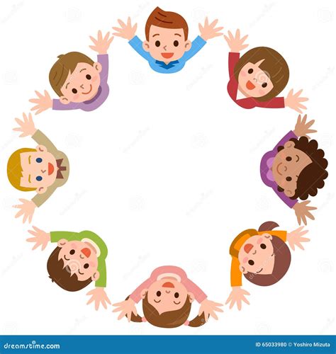 illustration   kids forming  circle stock vector illustration