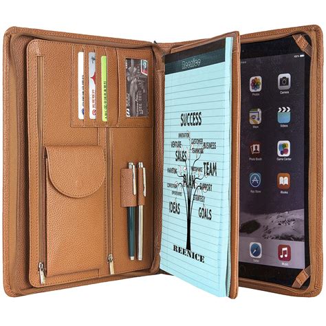 padfolio business leather portfolio zippered notebook binder office