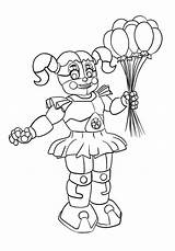 Fnaf Coloring Circus Colorare Freddy Nights Disegni Ballora Sister Animatronic Animatronics sketch template
