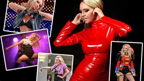 x factor hopeful kitty brucknell does a britney in red leather catsuit