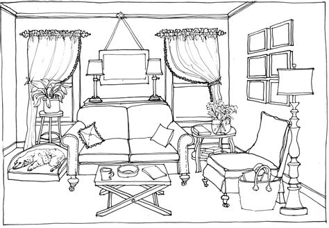 messy living room coloring coloring pages