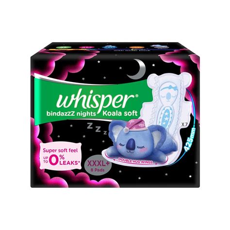 buy whisper bindazzz nights koala soft xxxl plus 8 pads online and get