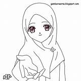 Mewarnai Berhijab Muslimah Perempuan Sketsa Anak Hitam Cewe Diwarnai Cantik Animasi Warna Cewek Berjilbab Warnai Lucu Baju Aneka Oleh Islamic sketch template