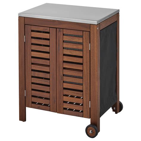 aepplaroeklasen storage cabinet outdoor brown stainedstainless