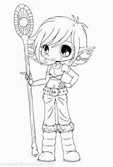 Coloring Chibi Pages Elf Anime Cute Girls sketch template