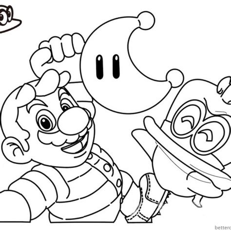 super mario odyssey coloring pages cappy  printable coloring pages